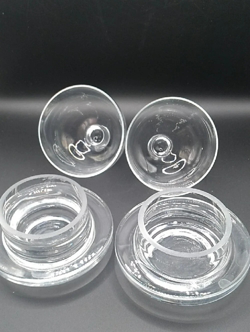 Vintage Clear Glass Mini Dome Butter Dish Set Of 2 (B9)
